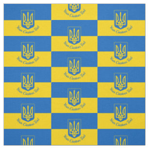 Ukrainische Flagge mit Wappen und benutzerdefinier Stoff