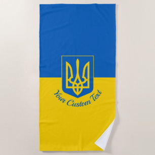 Ukrainische Flagge mit Wappen und benutzerdefinier Strandtuch