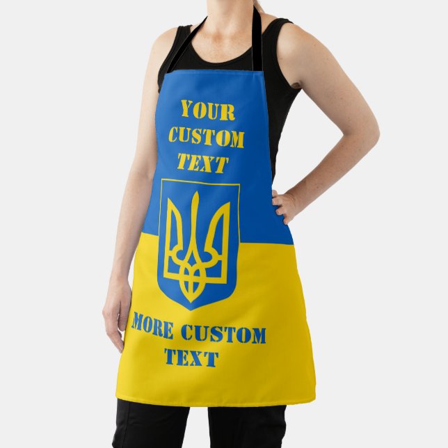 Ukrainische Flagge mit Wappen und Text Schürze (InSitu)