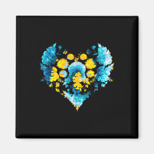 Ukrainische Flagge Stil Süße Blumen Ukraine Herz R Magnet