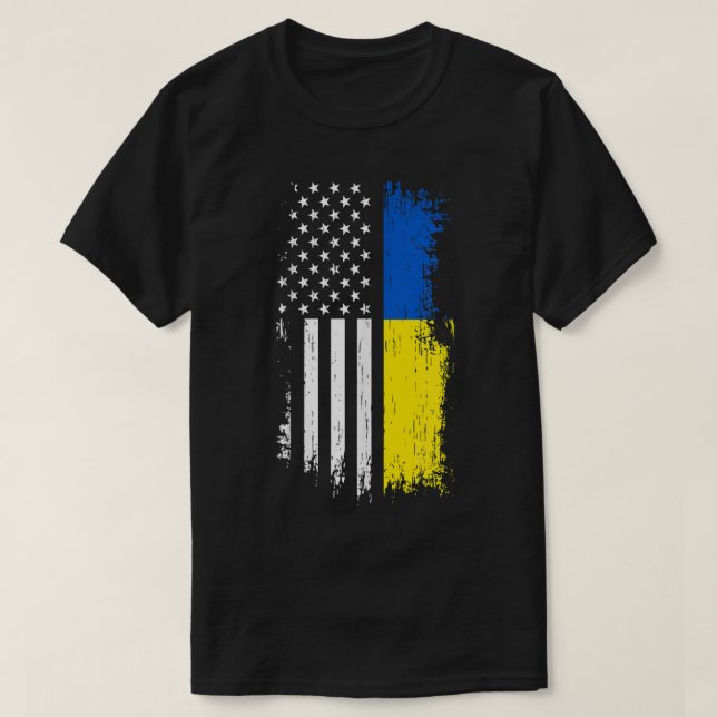 Ukrainische Flagge T Shirt - Stolz Ukraine USA (Design vorne)