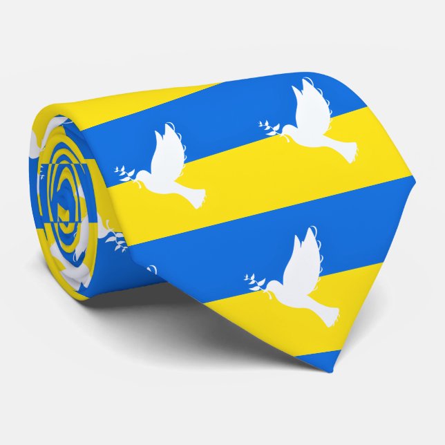 Ukrainische Flagge - Taube des Friedens - Frieden  Krawatte (Gerollt)
