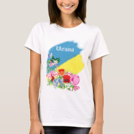 ukrainische Flagge und Blume T-Shirt