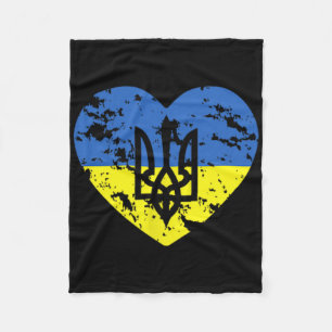 Ukrainische Flagge und Tryzub Herzförmige Unterstü Fleecedecke