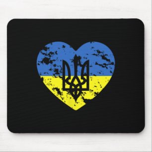 Ukrainische Flagge und Tryzub Herzförmige Unterstü Mousepad