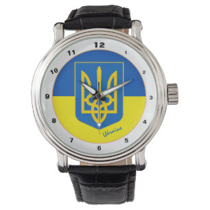 Ukrainische Flagge und ukrainische Mode / Emblem-U Armbanduhr