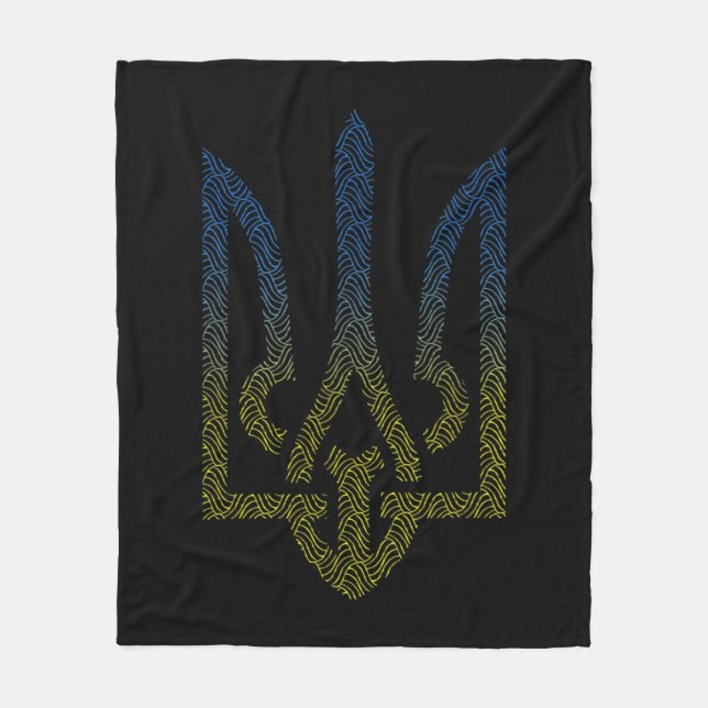 ukrainische Flagge und ukrainische Trident Fleecedecke (Vorderseite)
