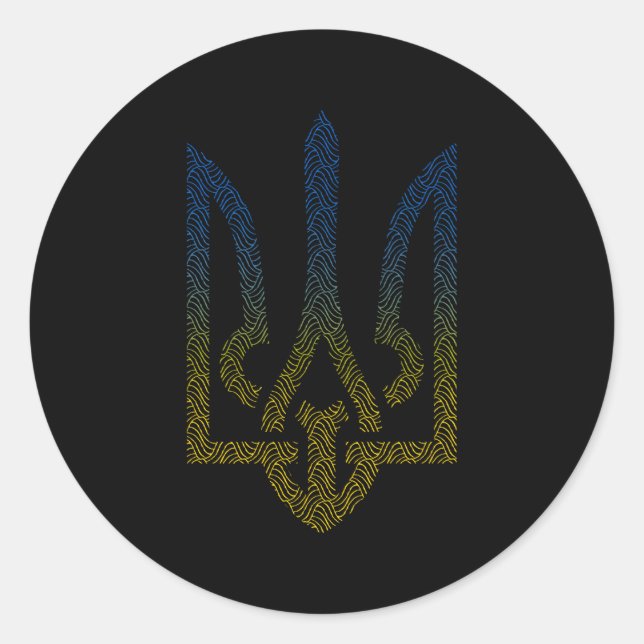 ukrainische Flagge und ukrainische Trident Runder Aufkleber (Vorderseite)