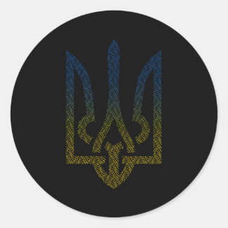 ukrainische Flagge und ukrainische Trident Runder Aufkleber