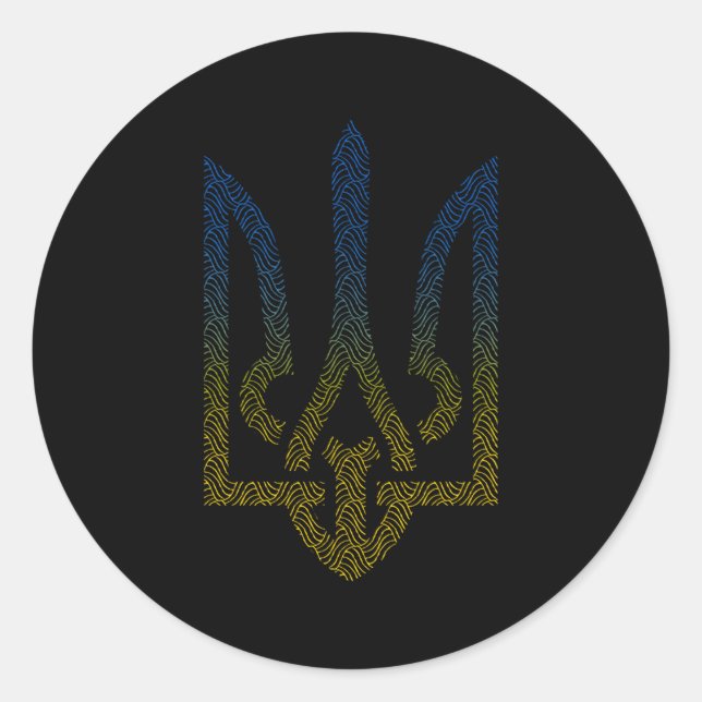 ukrainische Flagge und ukrainische Trident Runder Aufkleber (Vorderseite)