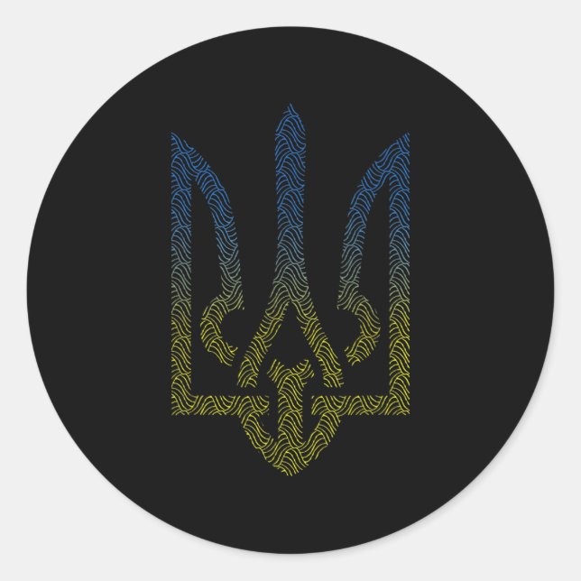 ukrainische Flagge und ukrainische Trident Runder Aufkleber (Vorderseite)