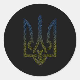ukrainische Flagge und ukrainische Trident Runder Aufkleber