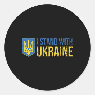 Ukrainische Flagge Unterstützt Ukraine Ich stehe m Runder Aufkleber
