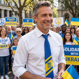Ukrainische Flagge. Wappen. Truzyb. Krawatte