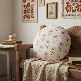 Ukrainische Folkkreuz Stitch Stickerei Floral Rundes Kissen