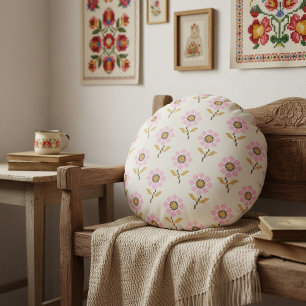 Ukrainische Folkkreuz Stitch Stickerei Floral Rundes Kissen