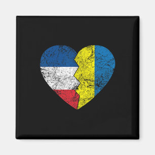 Ukrainische französische Flaggen Herz Frankreich U Magnet