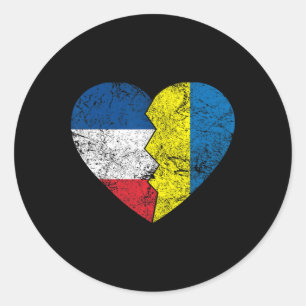 Ukrainische Französische Flaggen Herz Frankreich U Runder Aufkleber