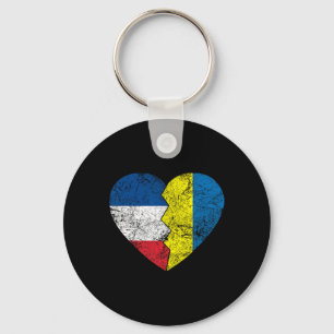 Ukrainische Französische Flaggen Herz Frankreich U Schlüsselanhänger