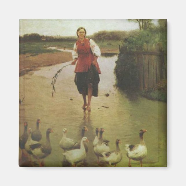 Ukrainische Frau mit Enten Magnet (Vorne)