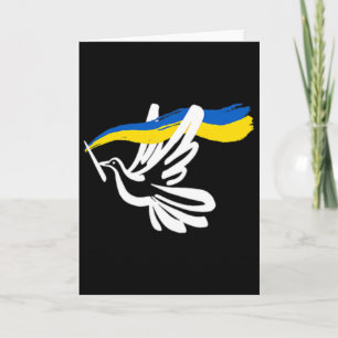 Ukrainische Gelb-Blau-Flagge mit weißer Taube Unte Karte