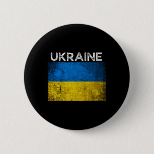 Ukrainische gelb-blaue Flagge mit dem Wort Ukraine Button