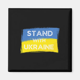 Ukrainische gelb-blaue Flagge mit Slogan Stand Wit Magnet