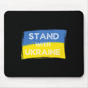 Ukrainische gelb-blaue Flagge mit Slogan Stand Wit Mousepad