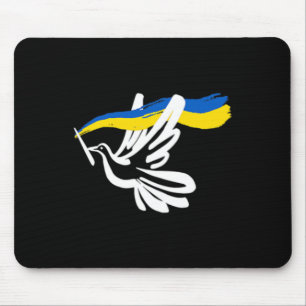 Ukrainische gelb-blaue Flagge mit weißer Taube unt Mousepad