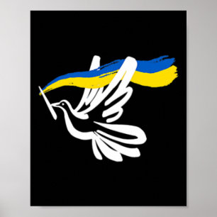 Ukrainische gelb-blaue Flagge mit weißer Taube unt Poster