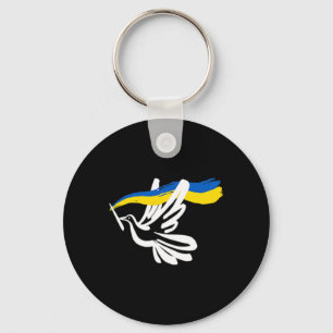 Ukrainische gelb-blaue Flagge mit weißer Taube unt Schlüsselanhänger