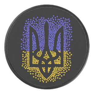Ukrainische heraldry trident tryzub streut Sterne Eishockey Puck