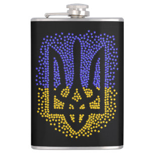 Ukrainische heraldry trident tryzub streut Sterne Flachmann