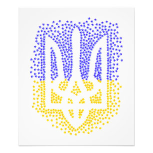 Ukrainische heraldry trident tryzub streut Sterne Fotodruck