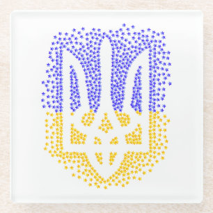 Ukrainische heraldry trident tryzub streut Sterne Glasuntersetzer