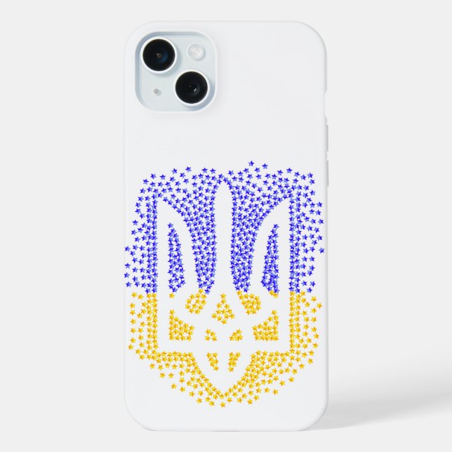 Ukrainische heraldry trident tryzub streut Sterne iPhone 15 Plus Hülle (Rückseite)