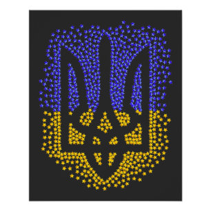 Ukrainische heraldry trident tryzub streut Sterne Poster