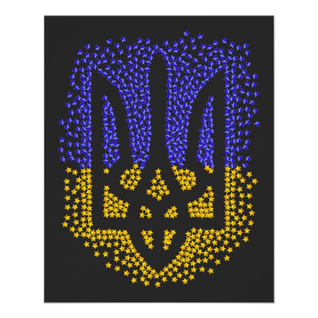 Ukrainische heraldry trident tryzub streut Sterne Poster (Vorderseite)