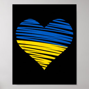 Ukrainische Herzflagge Farben Blau Gelb Ukraine Fr Poster