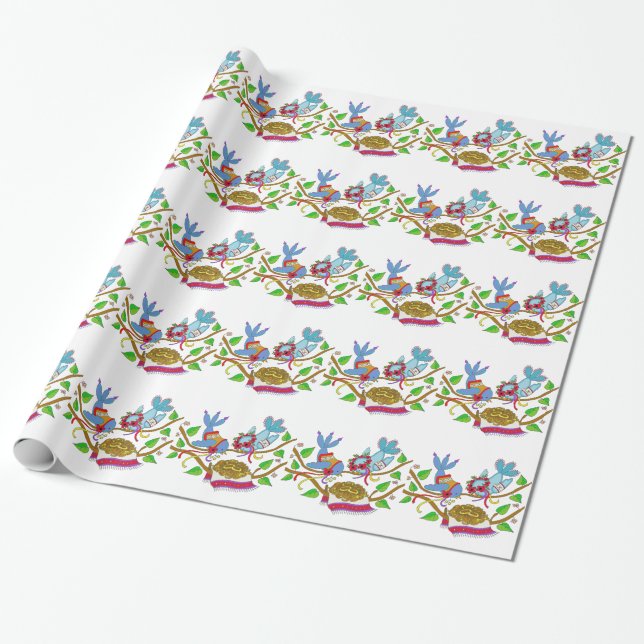 Ukrainische Hochzeits-Vogel-Volkskunst Geschenkpapier (Ungerollt)