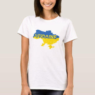 Ukrainische Karte blau/gelb farbiger Text Ukraine T-Shirt