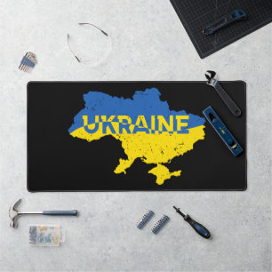 Ukrainische Karte. Ukrainische Flagge. Ukraine Schreibtischunterlage
