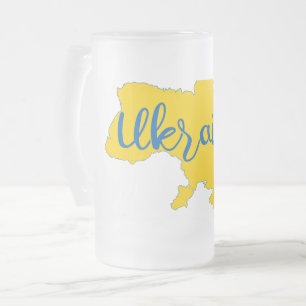 Ukrainische Karte und Beschriftung  Mattglas Bierglas