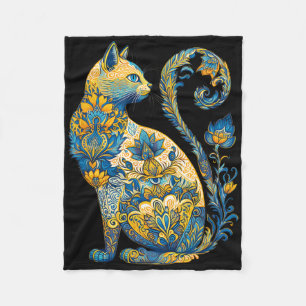 Ukrainische Katze Floral Vintage Ukraine-Flagge un Fleecedecke