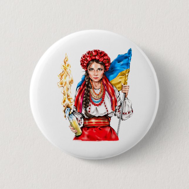 Ukrainische Mädchen kämpfen für Freiheit Button (Vorderseite)