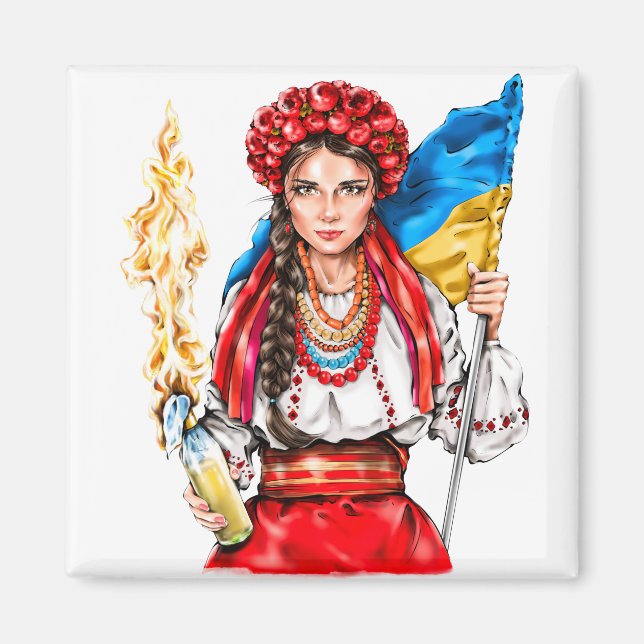 Ukrainische Mädchen kämpfen für Freiheit Magnet (Vorne)