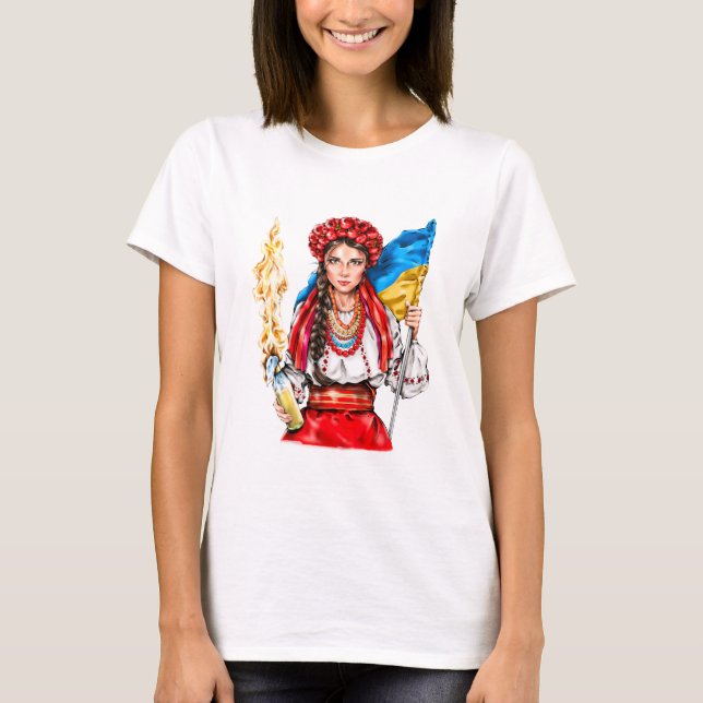 Ukrainische Mädchen kämpfen für Freiheit T-Shirt (Vorderseite)