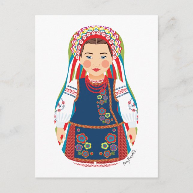 Ukrainische Matryoshka Postkarte (Vorderseite)
