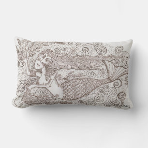 Ukrainische Mermaid Folk Art Lendenkissen