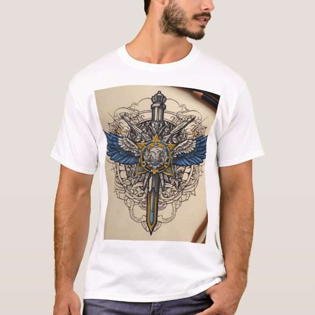 "Ukrainische Militärskizze: Moderne Stärke" T-Shirt (Vorderseite)